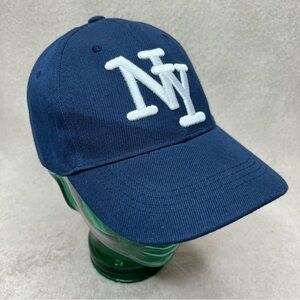 Vintage Embroidered New York Yankees Baseball Cap-Velcro Hat-Blue & White-Sporty